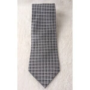 Salvatore‎ Pellegrino Silk Tie Gray Black Check Grid Pattern Il Pittore Italiano